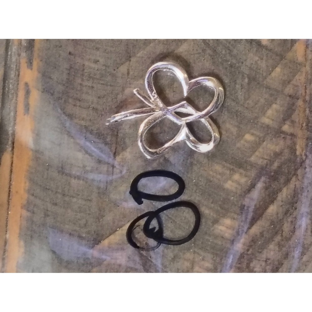 925 Sterling Silver Openwork Butterfly Flower Ribbon Charm Pendant Womens